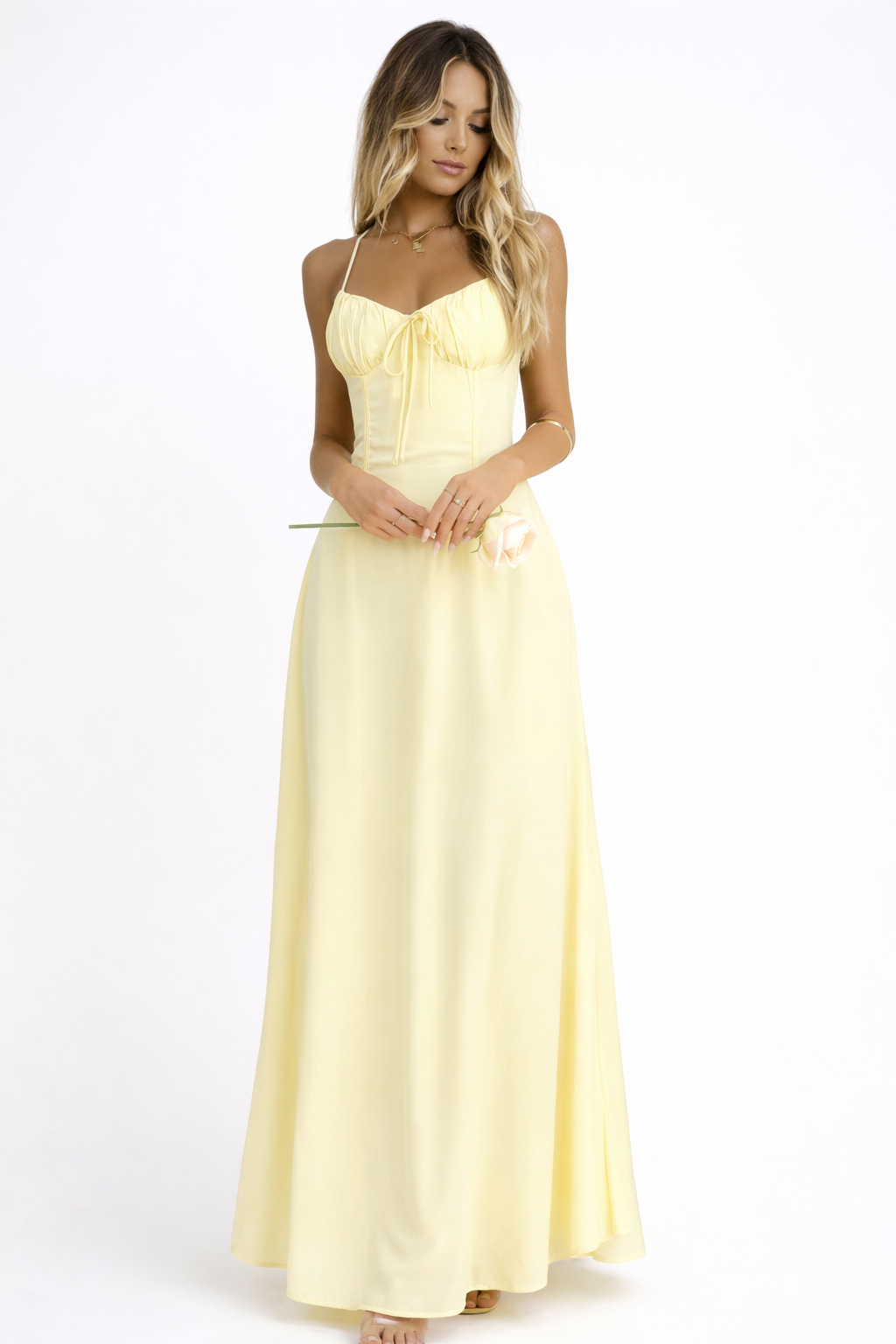 Camée Maxi Jurk met Sweetheart Hals en Hoge Split