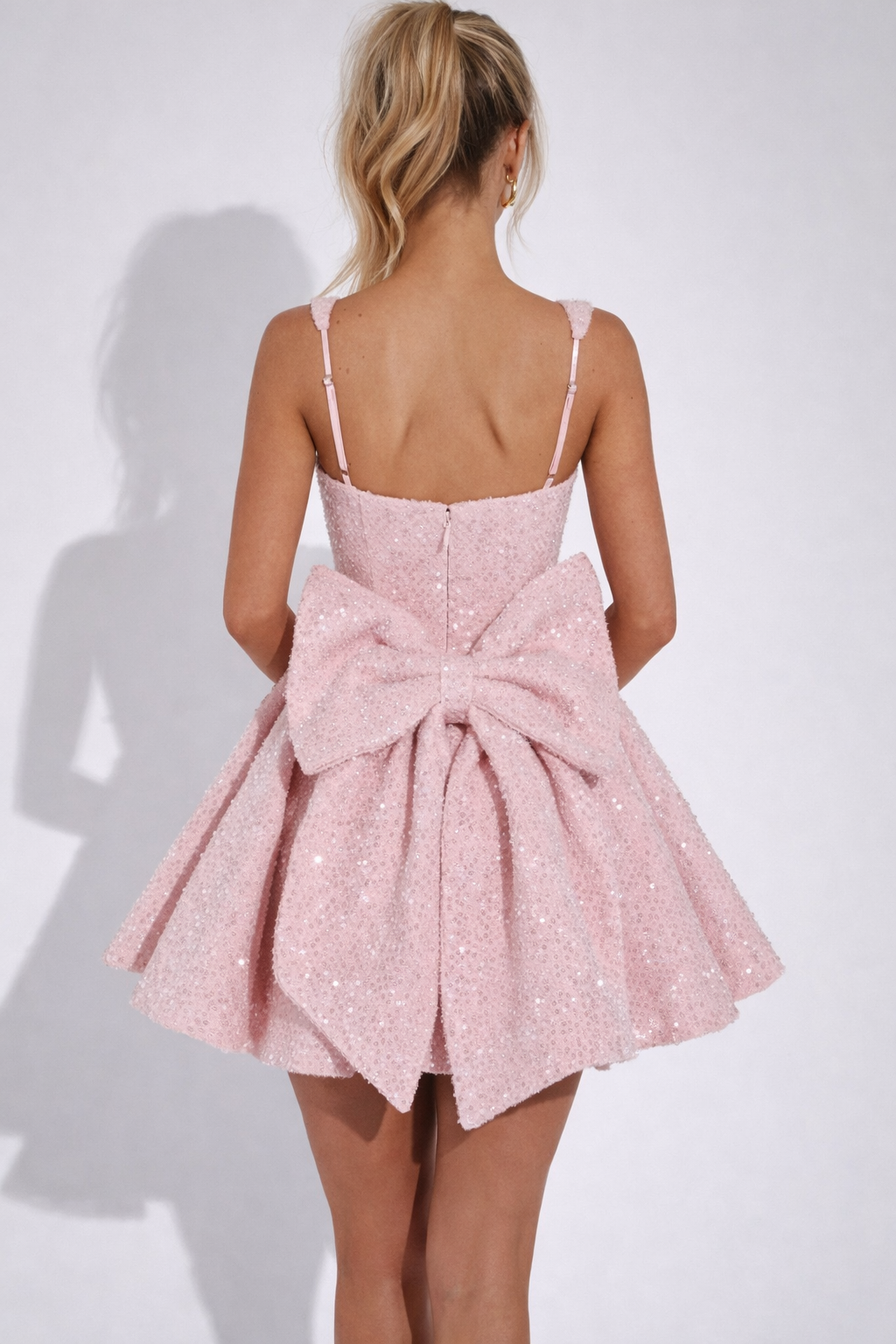Solène Glitter Mini Jurk met Strik