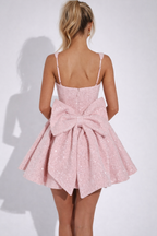 Solène Glitter Mini Jurk met Strik