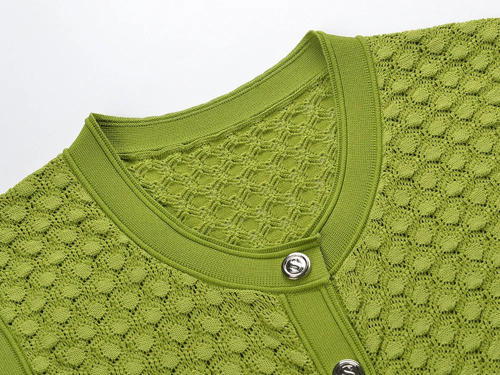 Yolande Gebreide Maxi Jurk met Knoopsluiting
