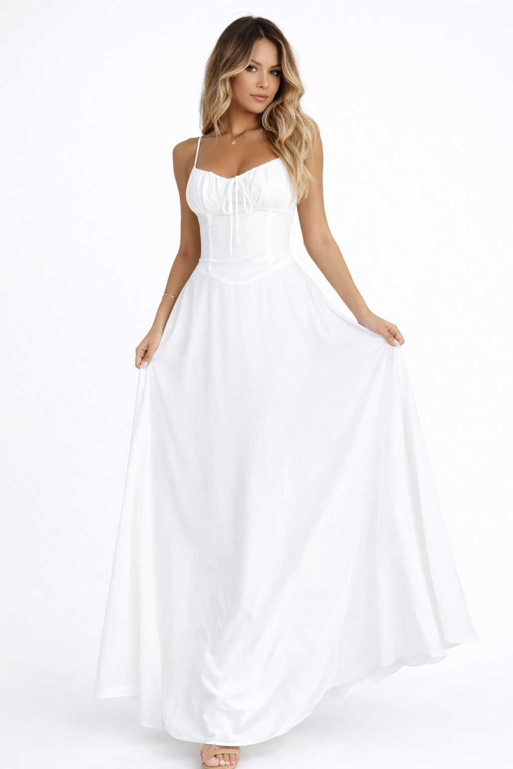Camée Maxi Jurk met Sweetheart Hals en Hoge Split