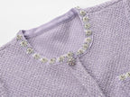 Hyacinthe Tweed Mini Jurk Kristallen Halsrand Pailletten