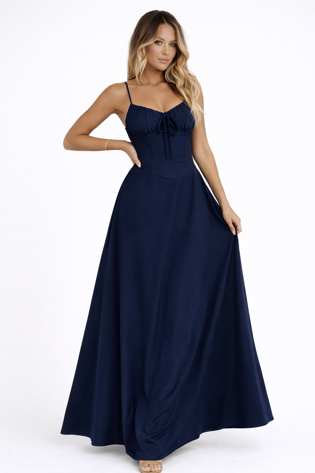 Camée Maxi Jurk met Sweetheart Hals en Hoge Split