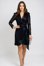 Blazerjurk mini wikkelstijl met ceintuur en pailletten