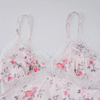 Élisabeth Satijnen Slip Dress Bloemenprint Kant