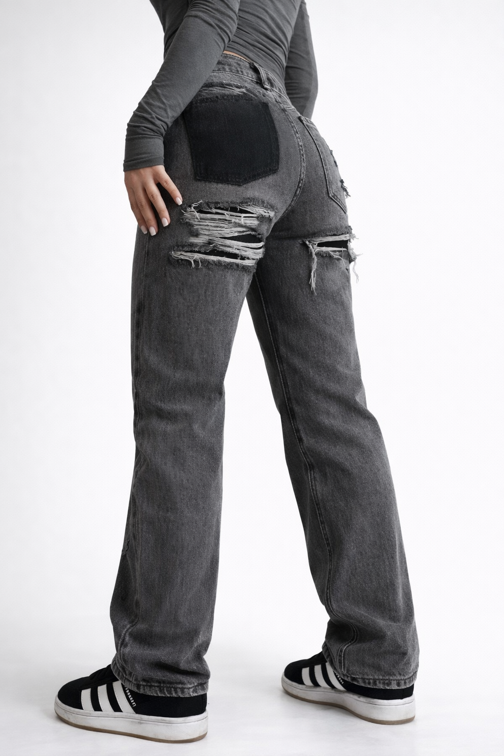 Colette Ripped Wide-Leg Jeans