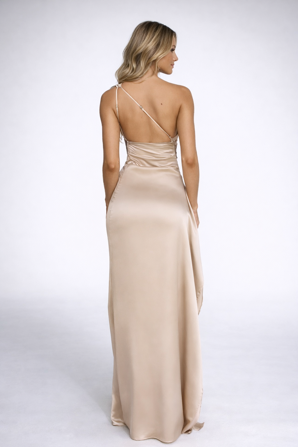 Vael Satijn Maxi Jurk met One-Shoulder en Hoge Split