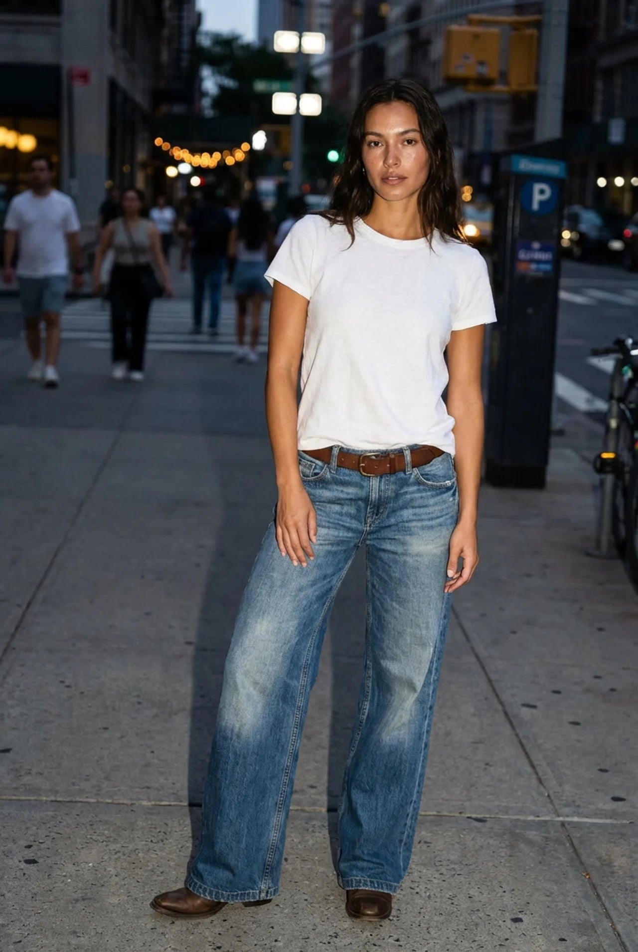 Dames jeans wijde pijp hoge taille denim