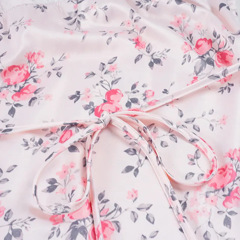 Élisabeth Satijnen Slip Dress Bloemenprint Kant