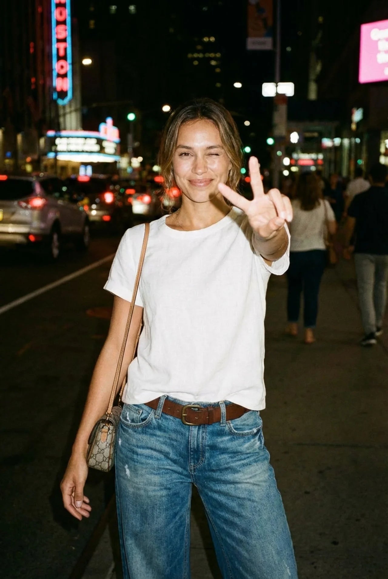 Dames jeans wijde pijp hoge taille denim