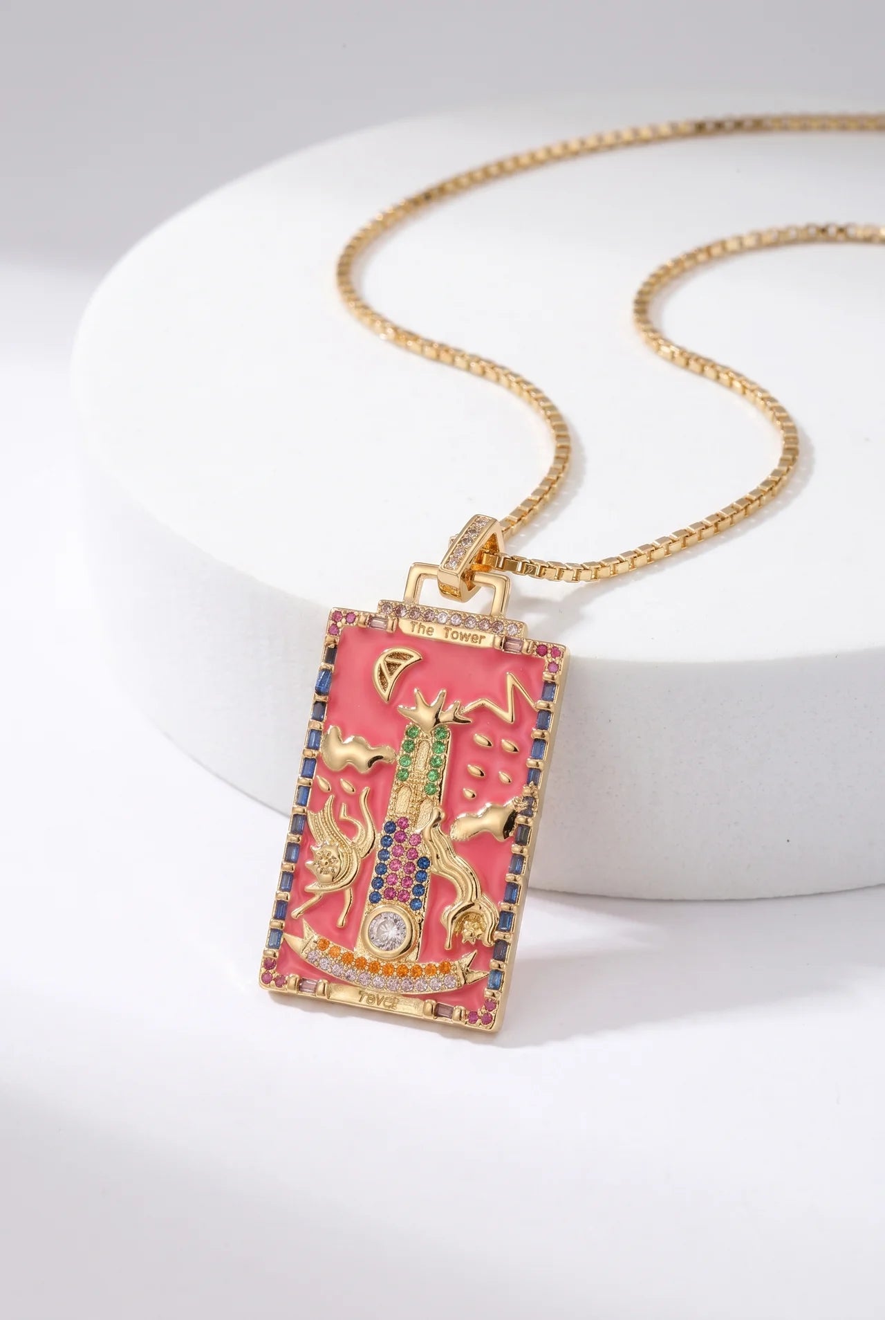 Tarot Gouden Ketting met Tarotkaart Hanger