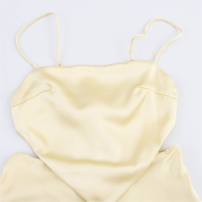 Jacqueline Satijnen Midi Jurk Cut-out Taille