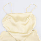 Jacqueline Satijnen Midi Jurk Cut-out Taille