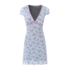 Eugénie Mesh Mini Jurk Bloemenprint V-hals