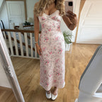 Élisabeth Satijnen Slip Dress Bloemenprint Kant