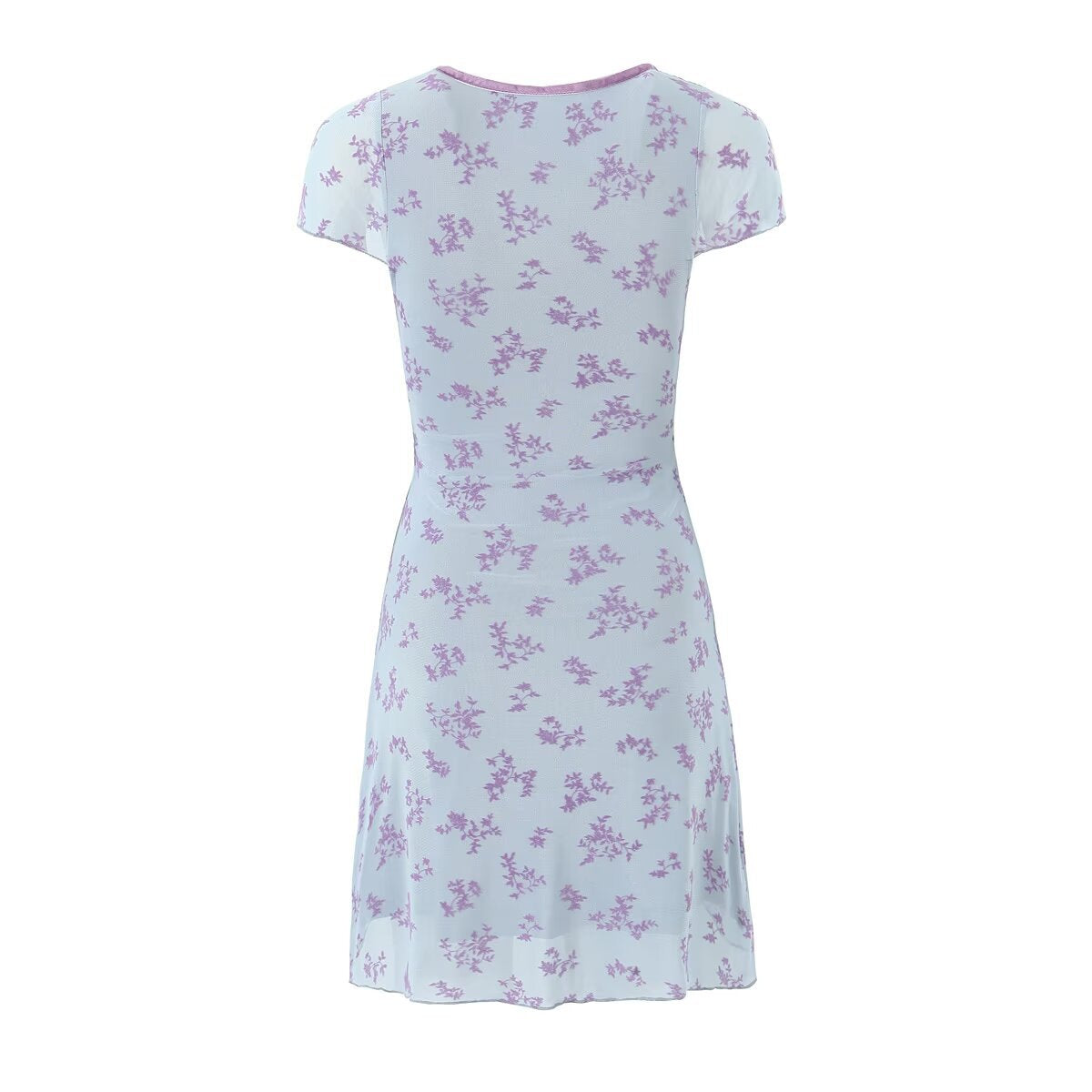 Eugénie Mesh Mini Jurk Bloemenprint V-hals