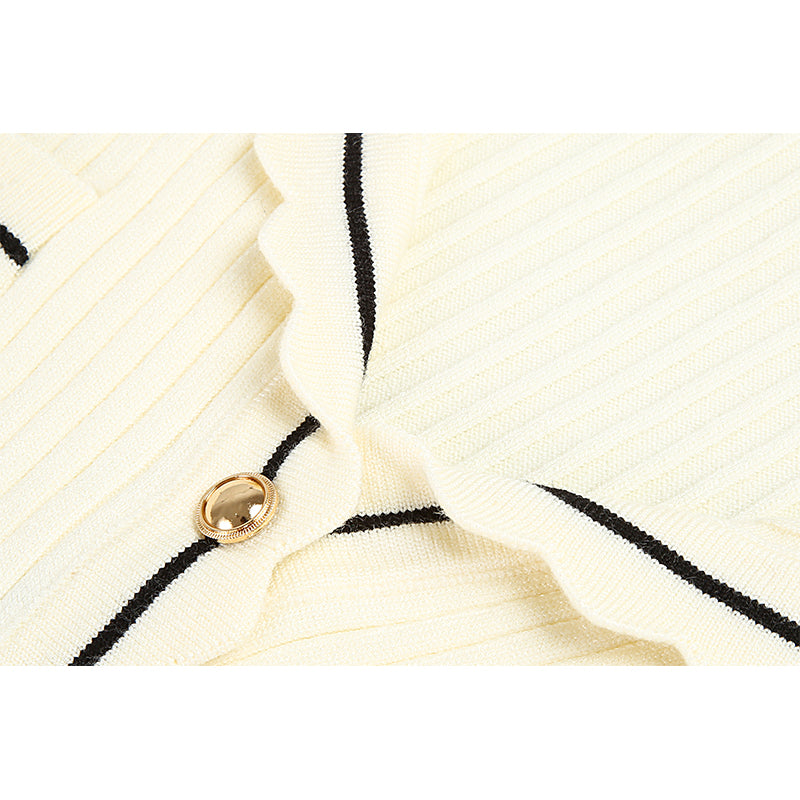 Nicolette Gebreide Mini Jurk met Contrastbies