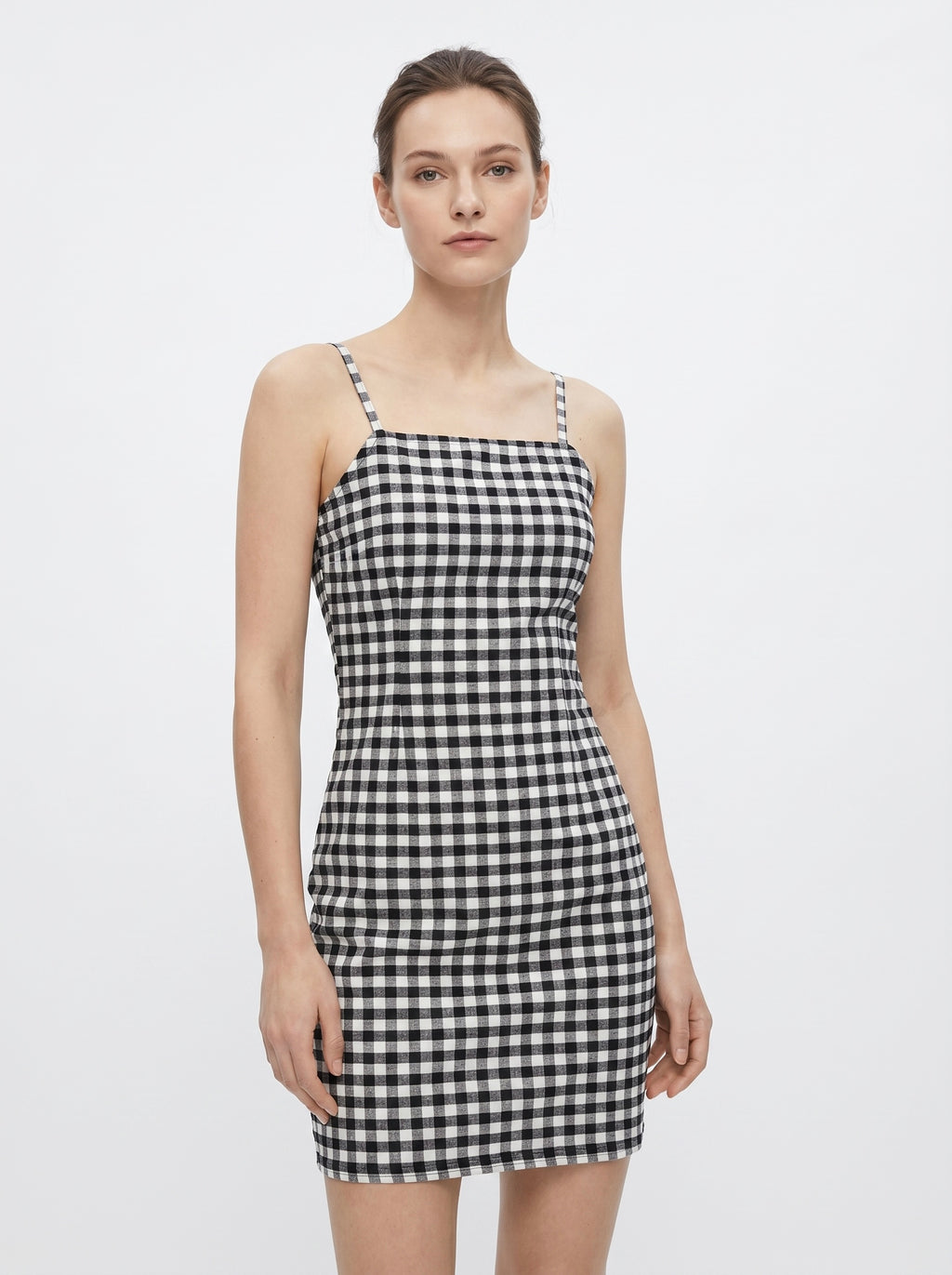 Cécile Mini Jurk met Spaghettibandjes en Gingham Ruit