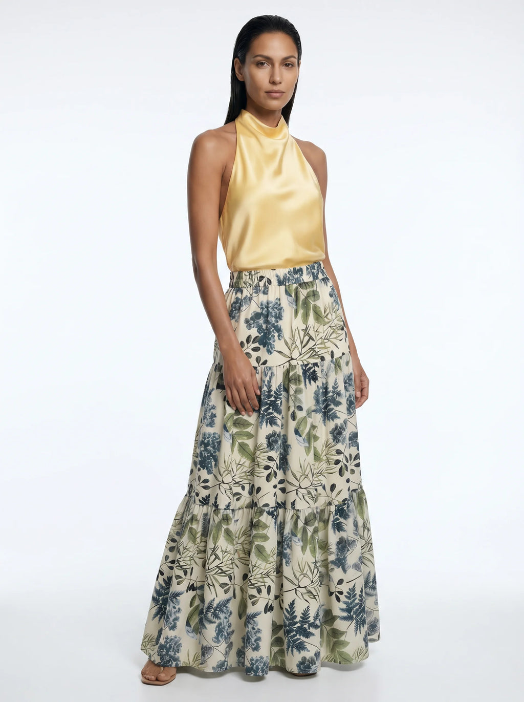 Mirabeau Gelaagde Maxi Rok met Botanische Print