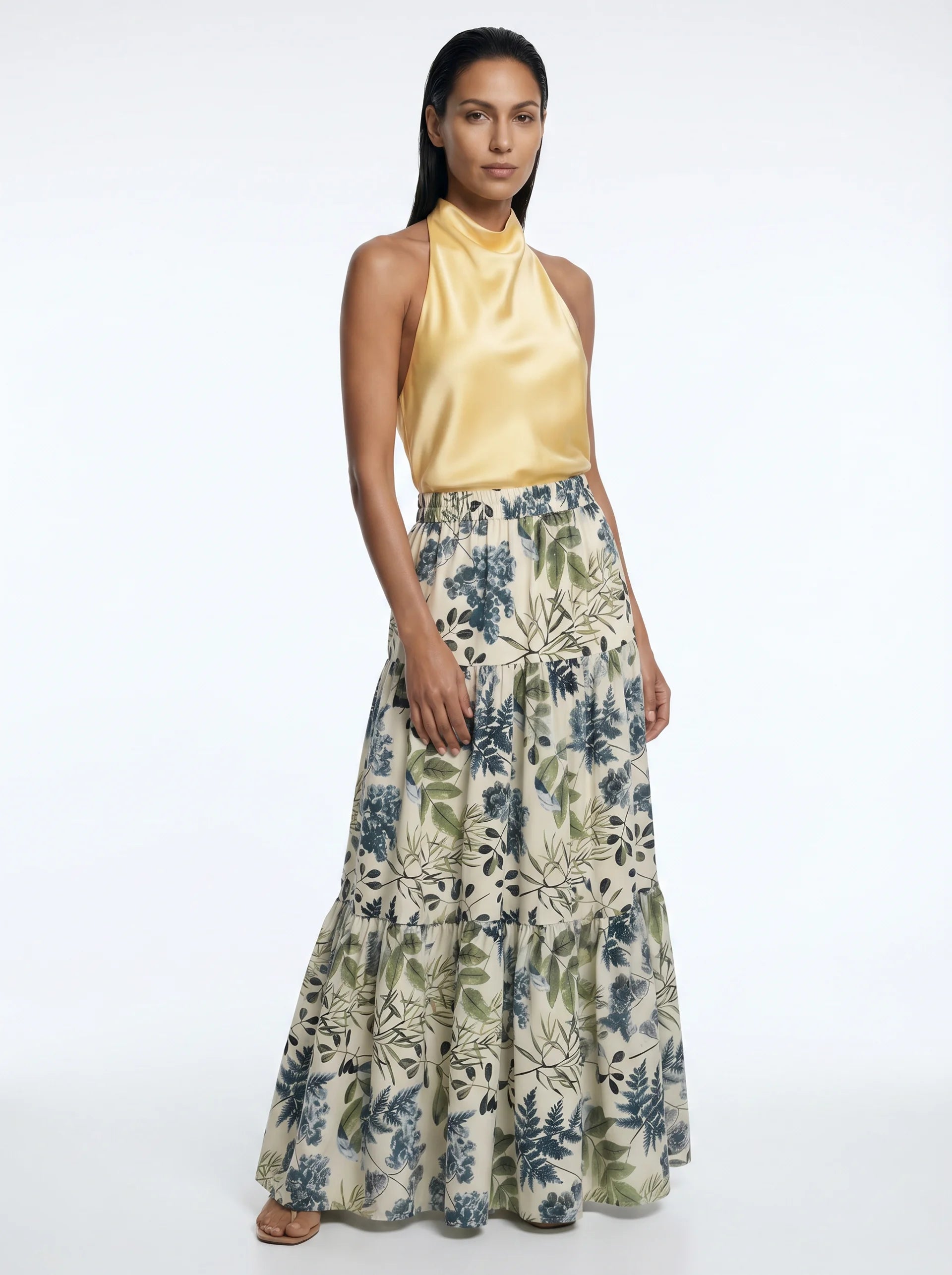 Mirabeau Gelaagde Maxi Rok met Botanische Print