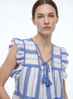 Faustine Mouwloze Blouse met Ruches en Kwastjes