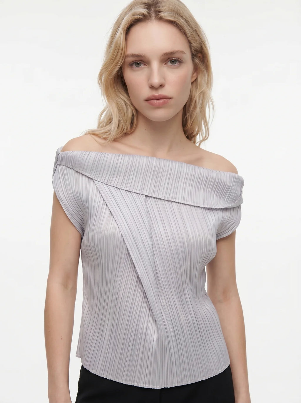Bérénice Geplisseerde Top met Asymmetrische Drapering