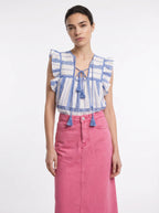 Léontine Midi Jeansrok Hoge Taille