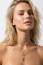 Luna Dubbele Ketting met Maan en Turquoise Hanger