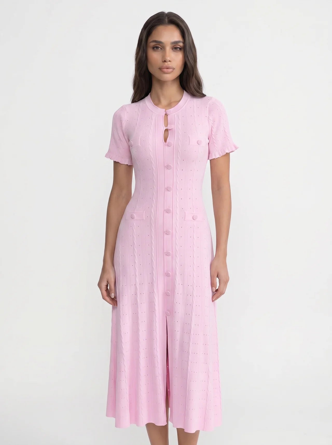 Marielle Midi Jurk met Knoopsluiting