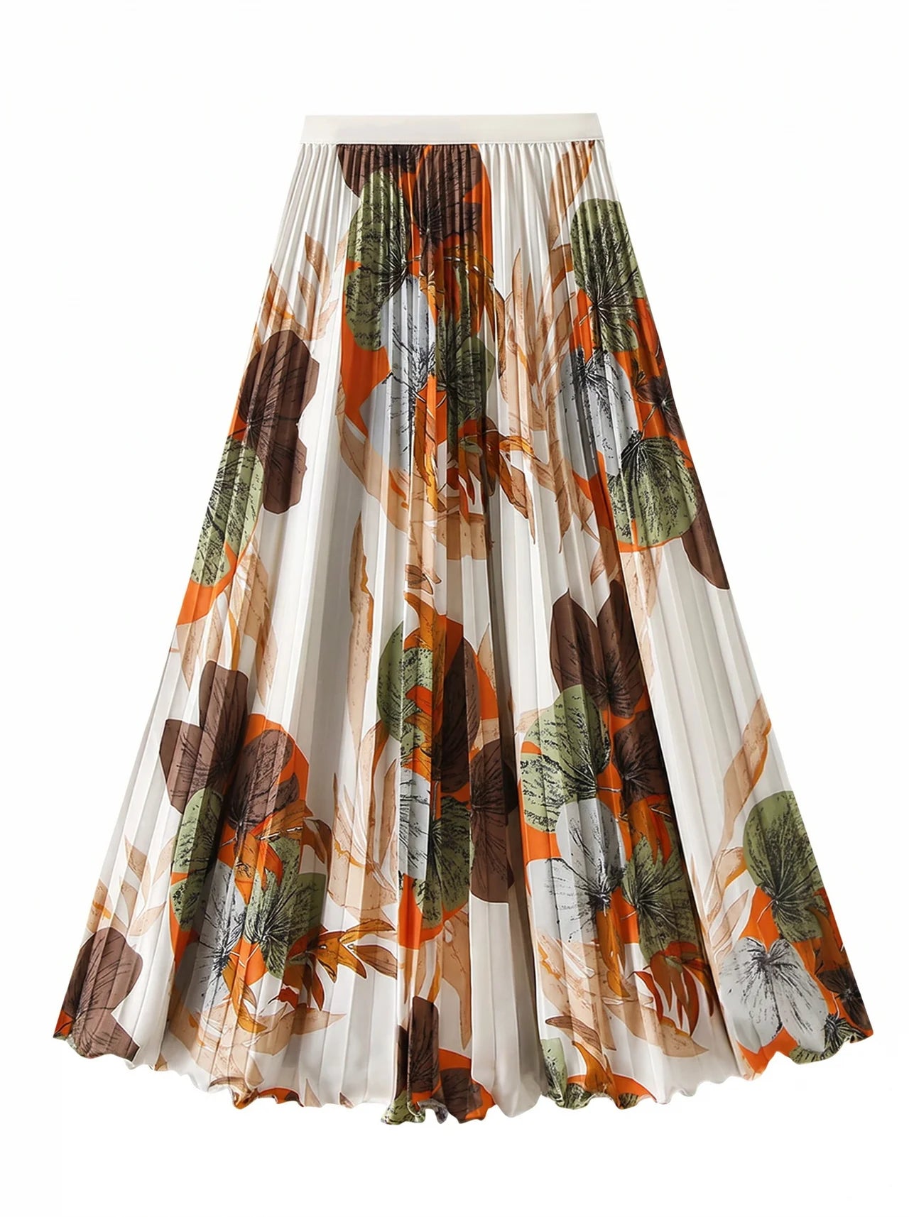 Cambronne Geplisseerde Maxi Rok met Tropische Bloemenprint