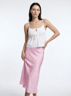 Henriette Satijnen Maxi Rok met Bloemenprint