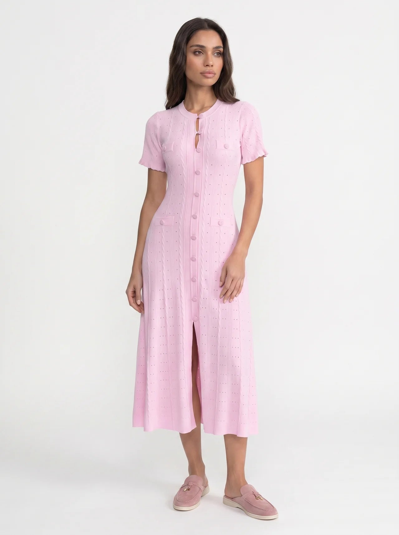 Marielle Midi Jurk met Knoopsluiting