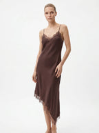 Honorine Satijnen Slip Dress Kanten Zoom Asymmetrisch