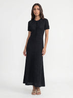 Isolde Gebreide Midi Jurk met Knoopsluiting