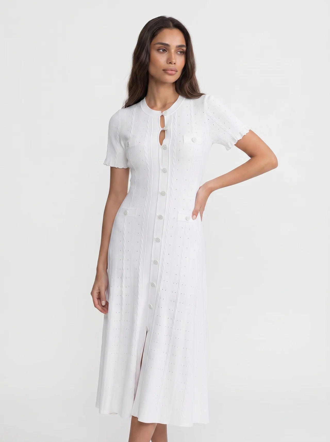 Marielle Midi Jurk met Knoopsluiting