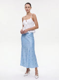 Henriette Satijnen Maxi Rok met Bloemenprint