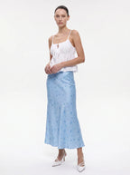 Henriette Satijnen Maxi Rok met Bloemenprint