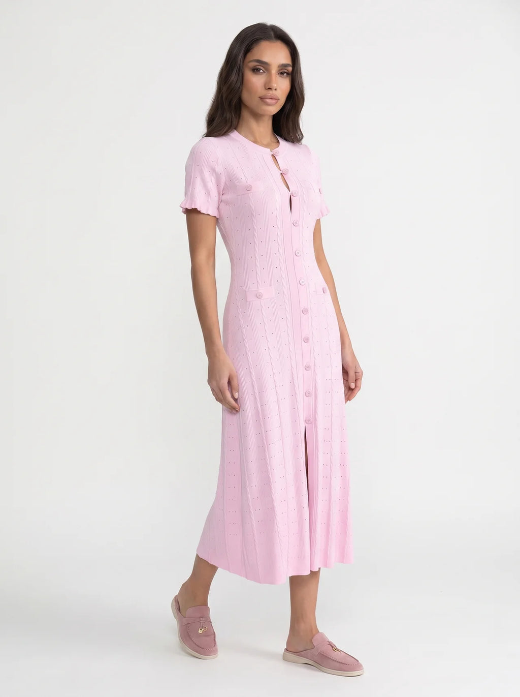 Marielle Midi Jurk met Knoopsluiting