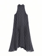 Oriane Chiffon Midi Jurk Polkadot Halternek