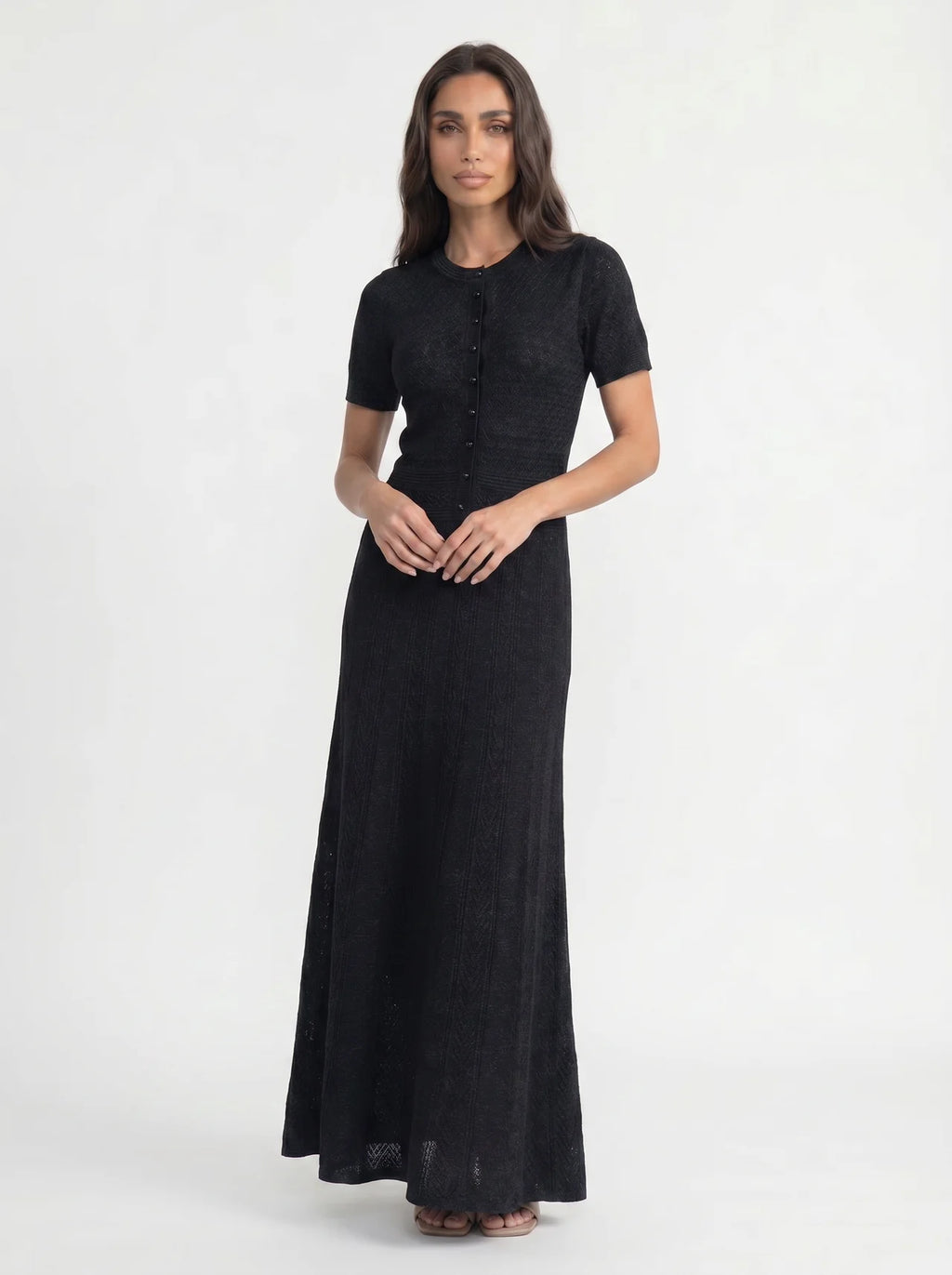 Isolde Gebreide Midi Jurk met Knoopsluiting