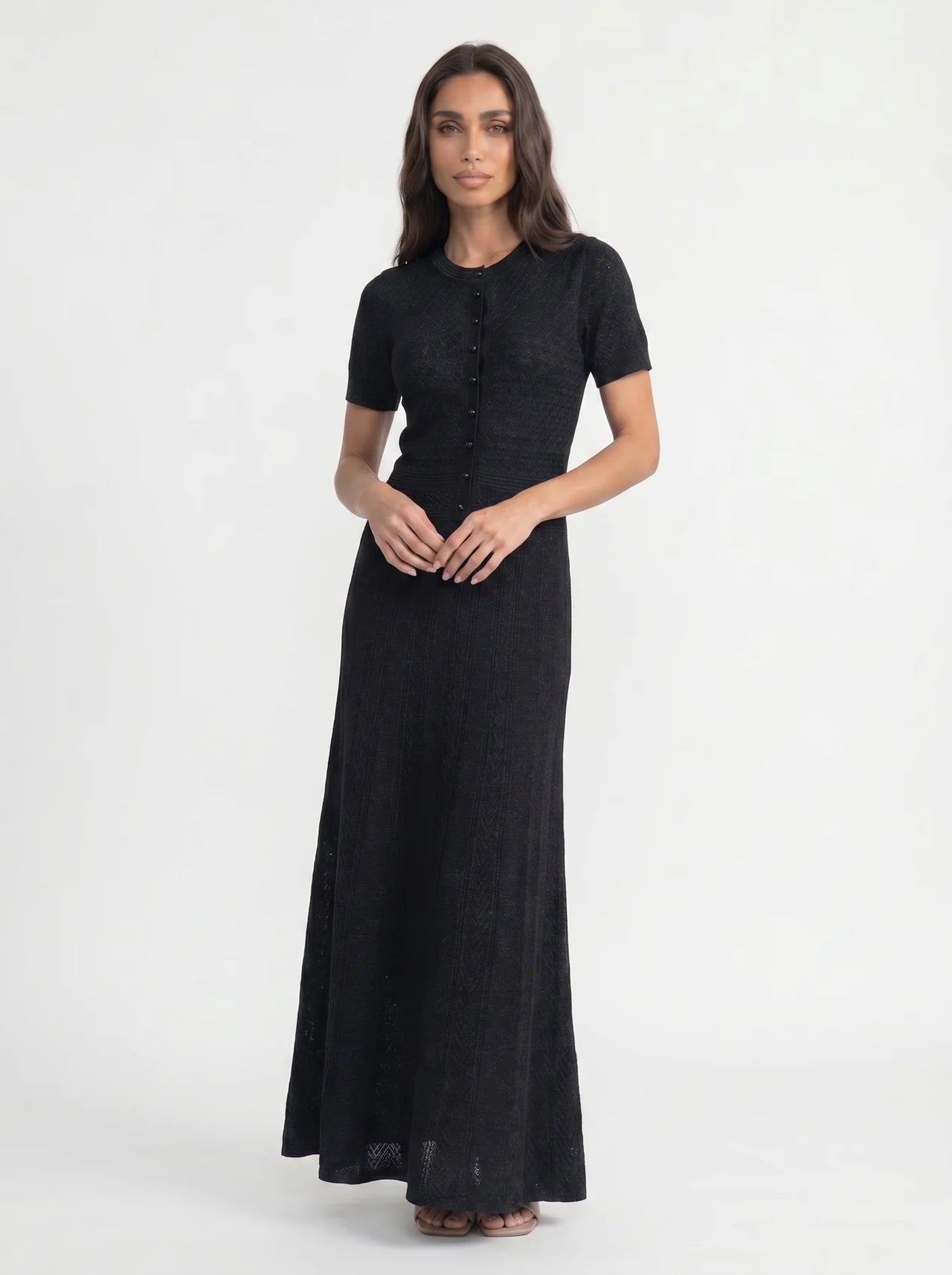 Isolde Gebreide Midi Jurk met Knoopsluiting