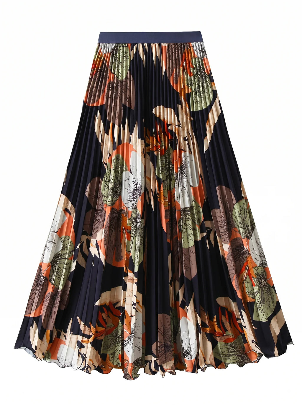 Cambronne Geplisseerde Maxi Rok met Tropische Bloemenprint