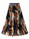 Cambronne Geplisseerde Maxi Rok met Tropische Bloemenprint