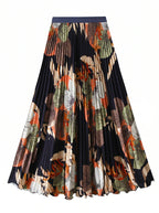 Cambronne Geplisseerde Maxi Rok met Tropische Bloemenprint