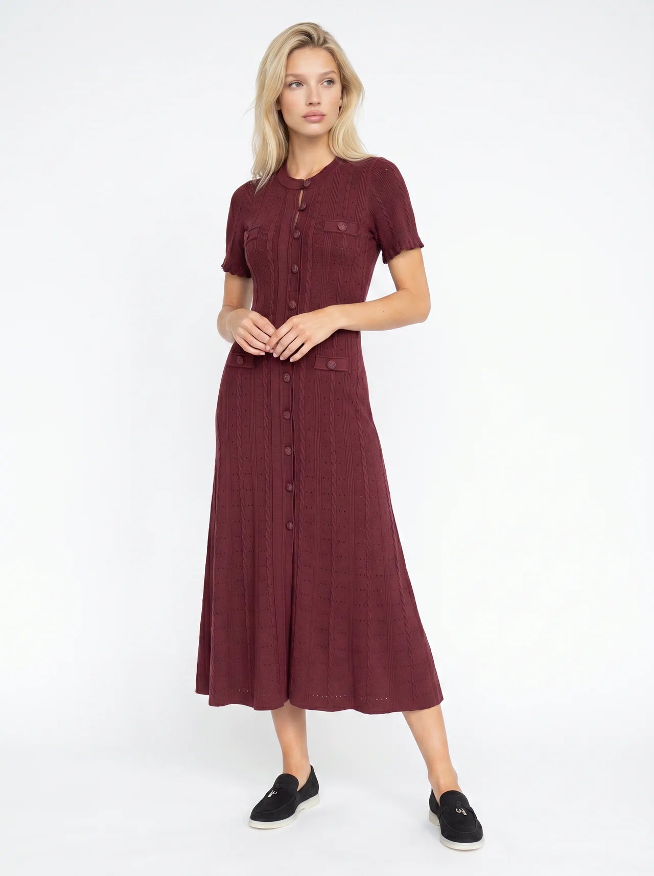 Marielle Midi Jurk met Knoopsluiting