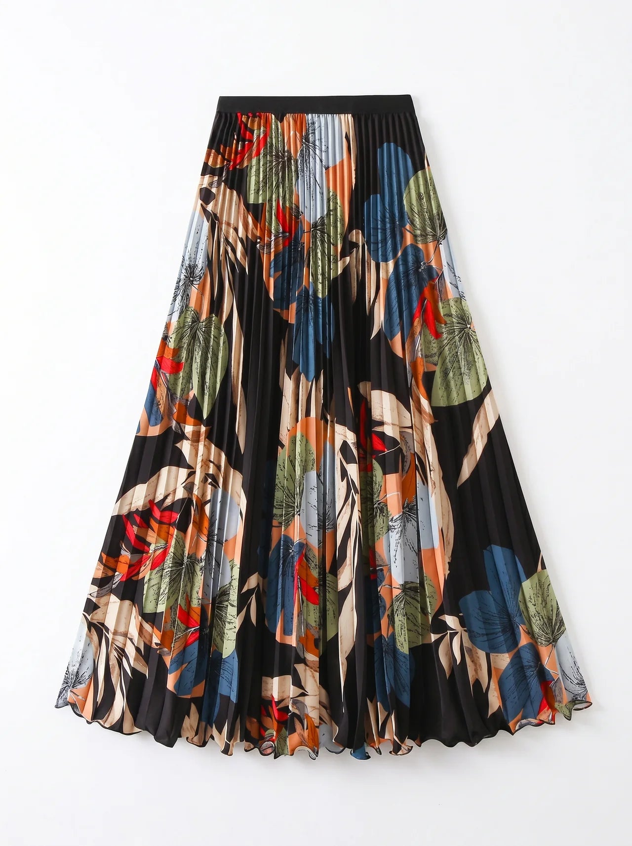 Cambronne Geplisseerde Maxi Rok met Tropische Bloemenprint