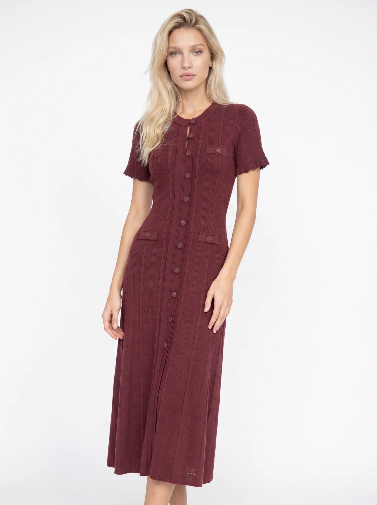 Marielle Midi Jurk met Knoopsluiting