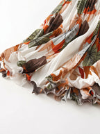 Cambronne Geplisseerde Maxi Rok met Tropische Bloemenprint