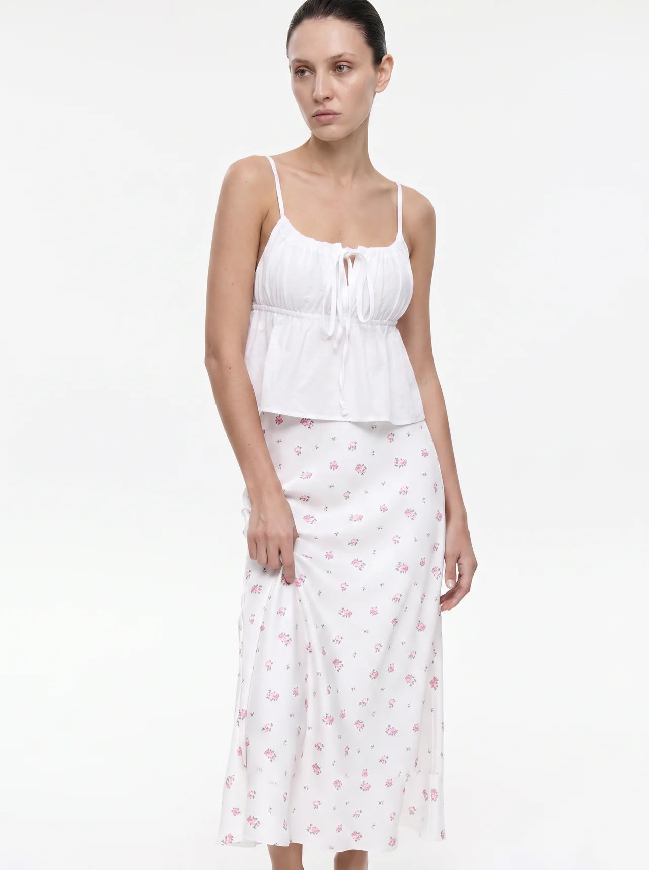 Henriette Satijnen Maxi Rok met Bloemenprint