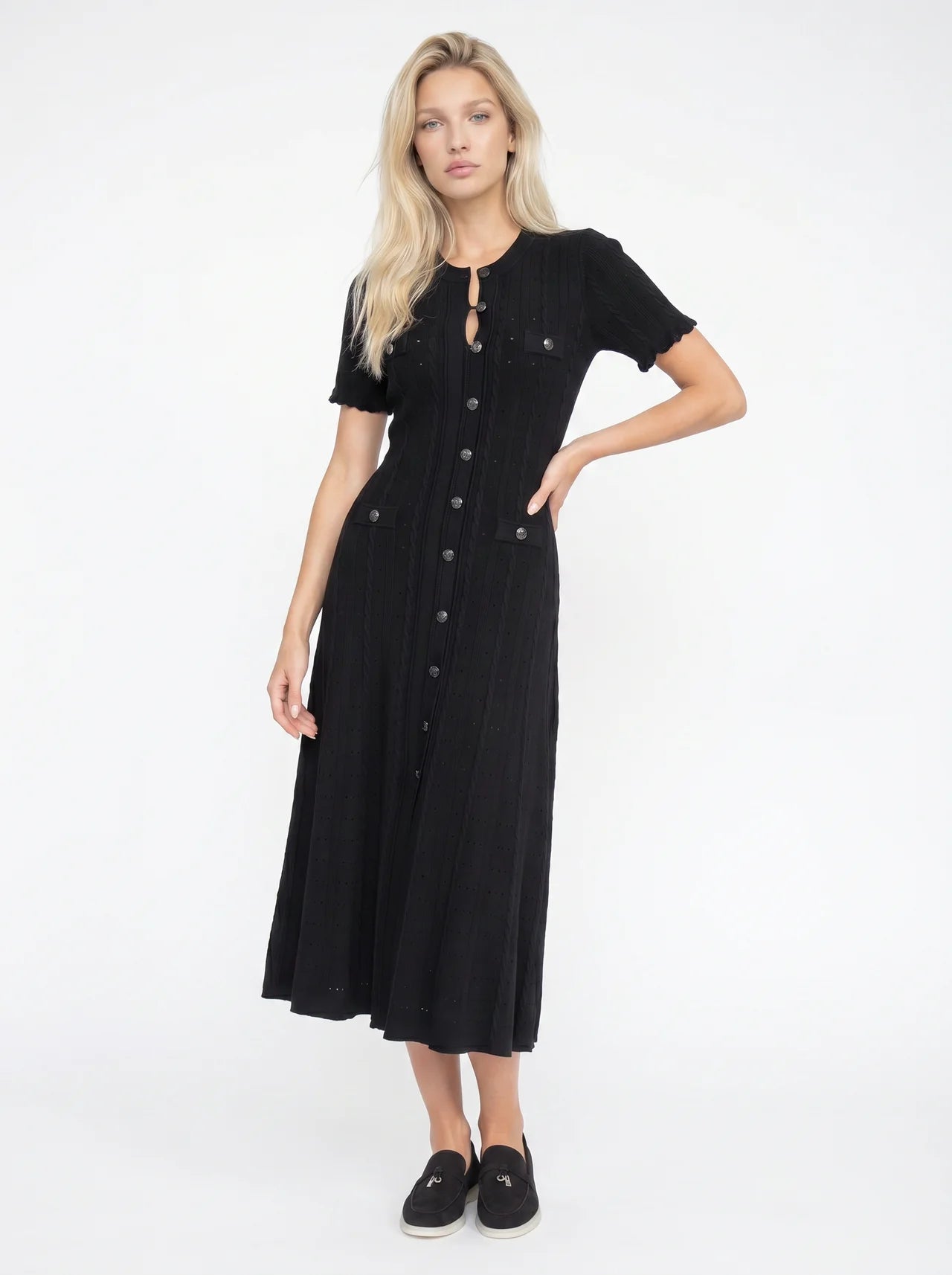 Marielle Midi Jurk met Knoopsluiting